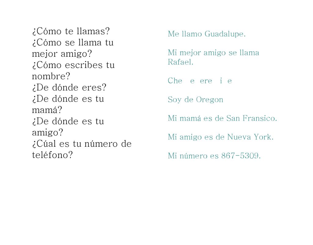 ¿Cómo se llama tu mejor amigo ¿Cómo escribes tu nombre