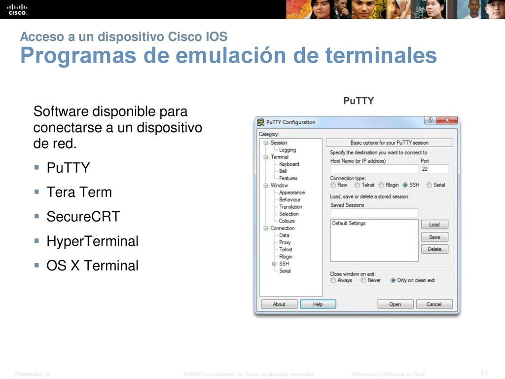 Acceso a un dispositivo Cisco IOS Programas de emulación de terminales