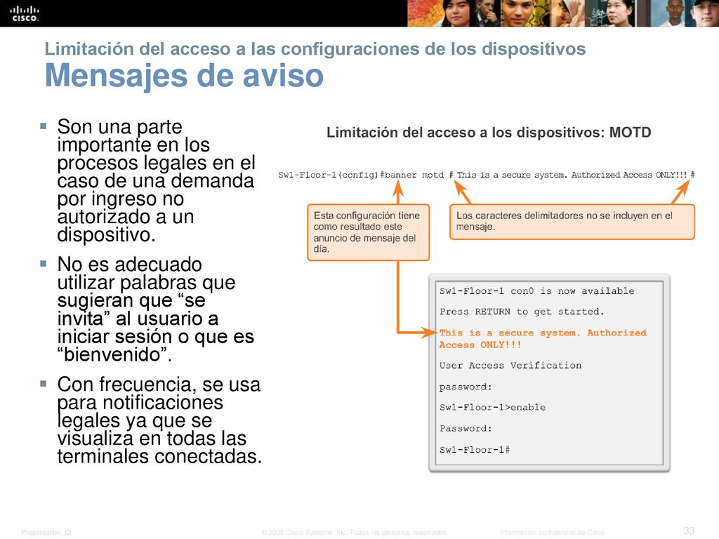 Limitación del acceso a las configuraciones de los dispositivos Mensajes de aviso