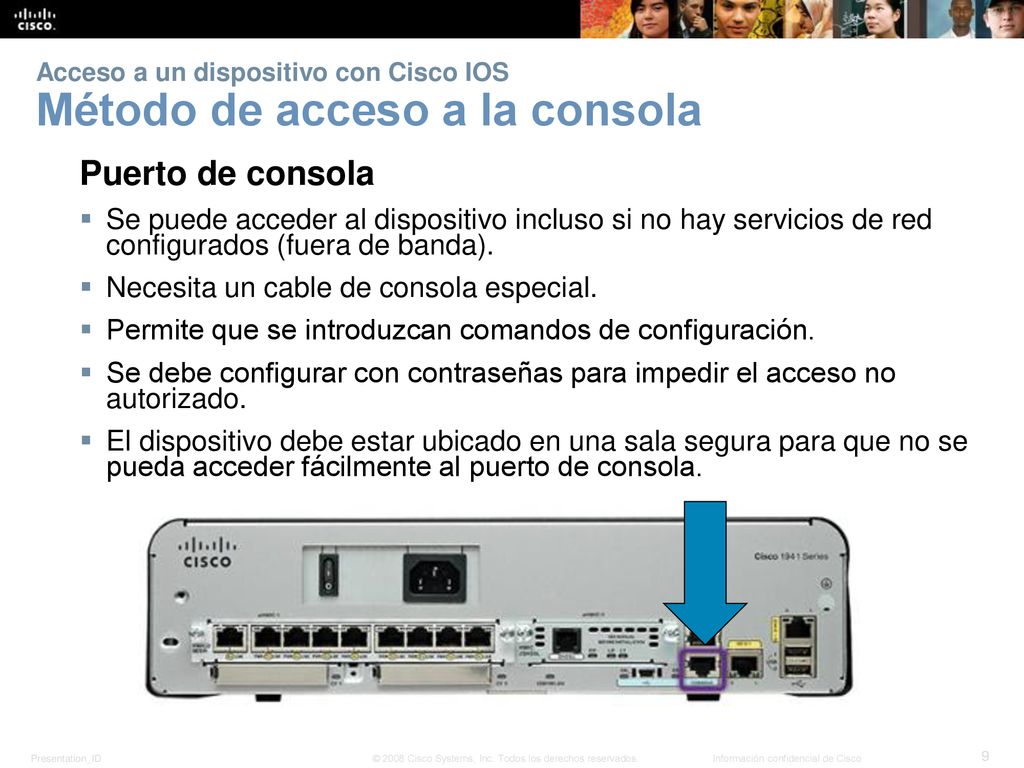 Acceso a un dispositivo con Cisco IOS Método de acceso a la consola