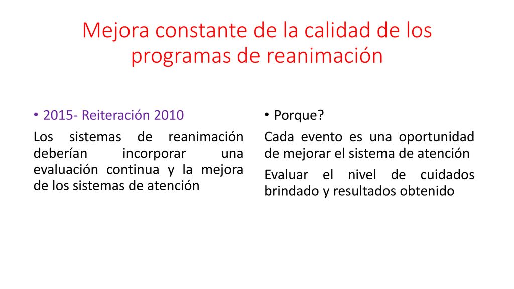 Mejora constante de la calidad de los programas de reanimación