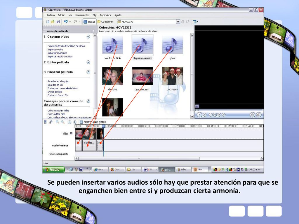 Se pueden insertar varios audios sólo hay que prestar atención para que se enganchen bien entre sí y produzcan cierta armonía.