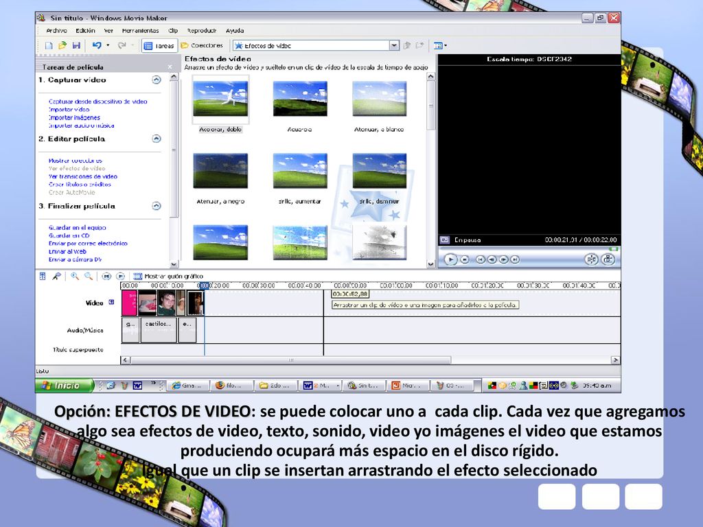 Igual que un clip se insertan arrastrando el efecto seleccionado