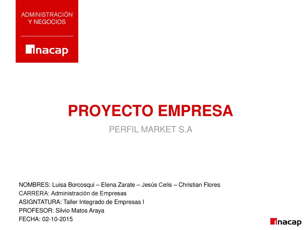 PROYECTO EMPRESA PERFIL MARKET S.A ADMINISTRACIÓN Y NEGOCIOS
