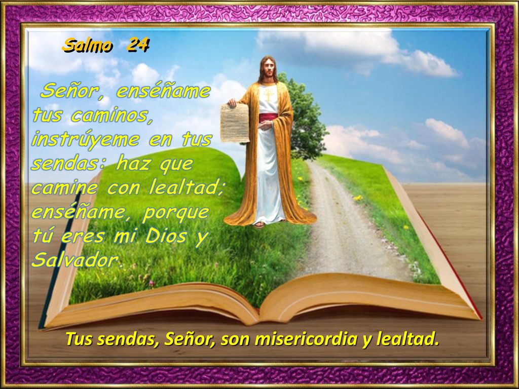 Salmo 24 Señor, enséñame tus caminos, instrúyeme en tus sendas: haz que camine con lealtad; enséñame, porque tú eres mi Dios y Salvador.