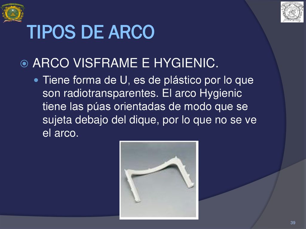 TIPOS DE ARCO ARCO VISFRAME E HYGIENIC.