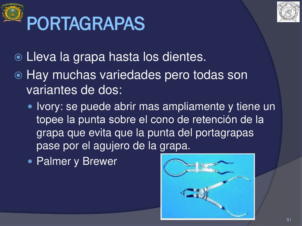 PORTAGRAPAS Lleva la grapa hasta los dientes.