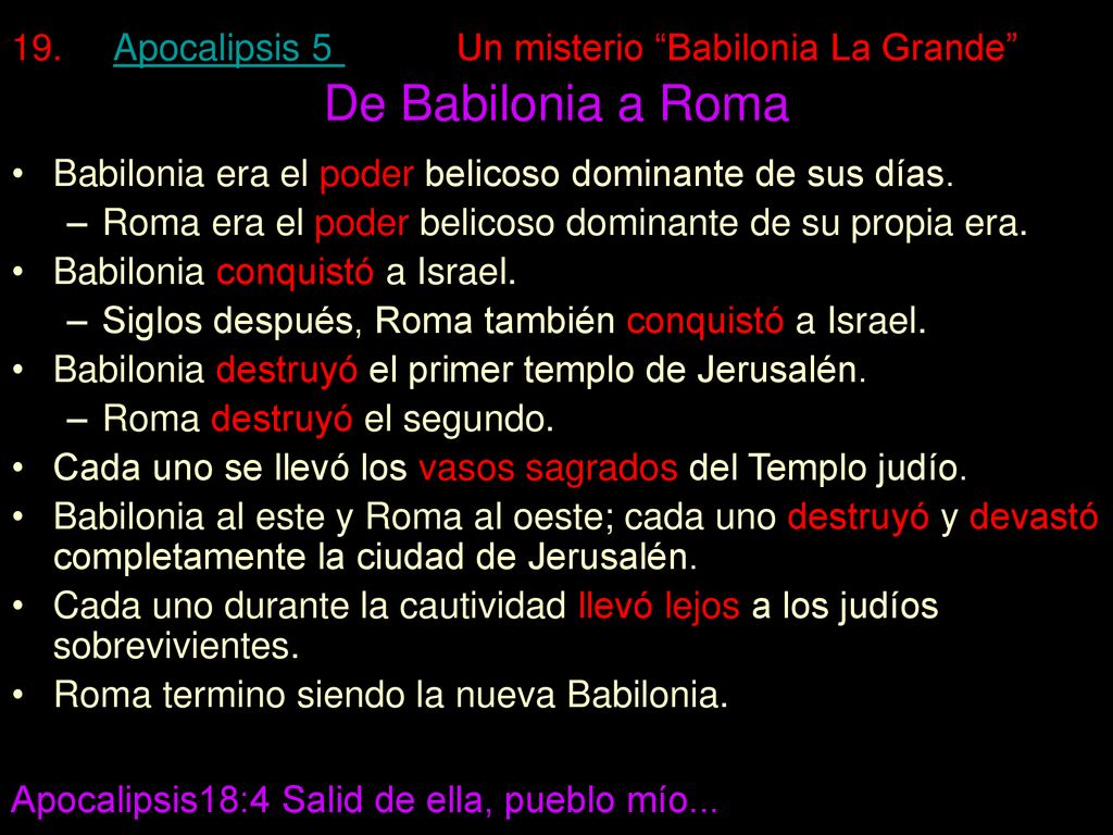 De Babilonia a Roma Apocalipsis 5 Un misterio Babilonia La Grande