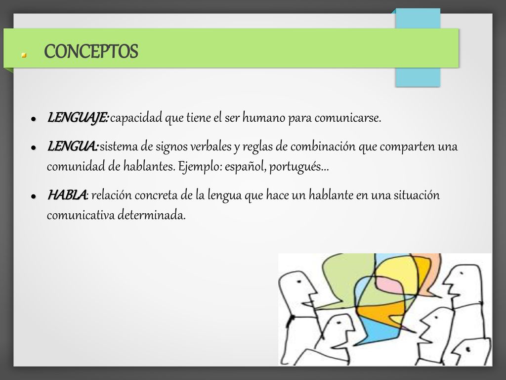 CONCEPTOS LENGUAJE: capacidad que tiene el ser humano para comunicarse.