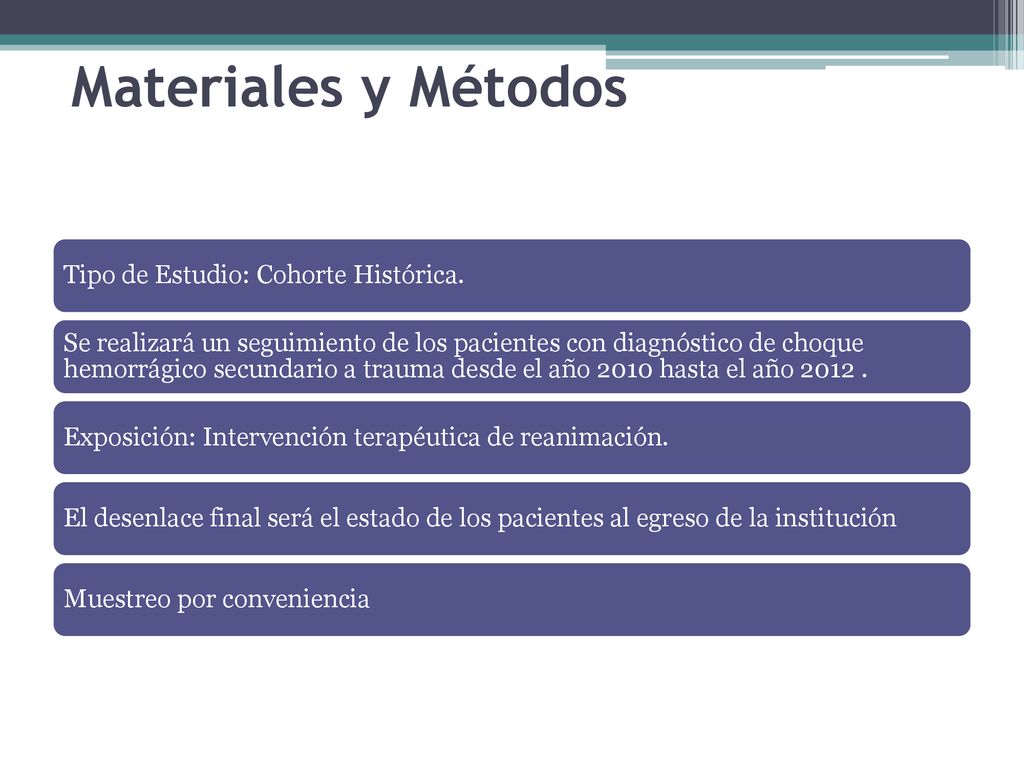 Materiales y Métodos Tipo de Estudio: Cohorte Histórica.