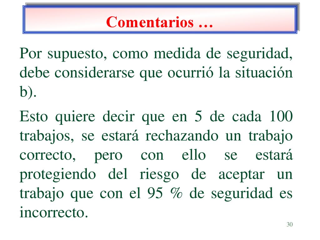 Comentarios … Por supuesto, como medida de seguridad, debe considerarse que ocurrió la situación b).
