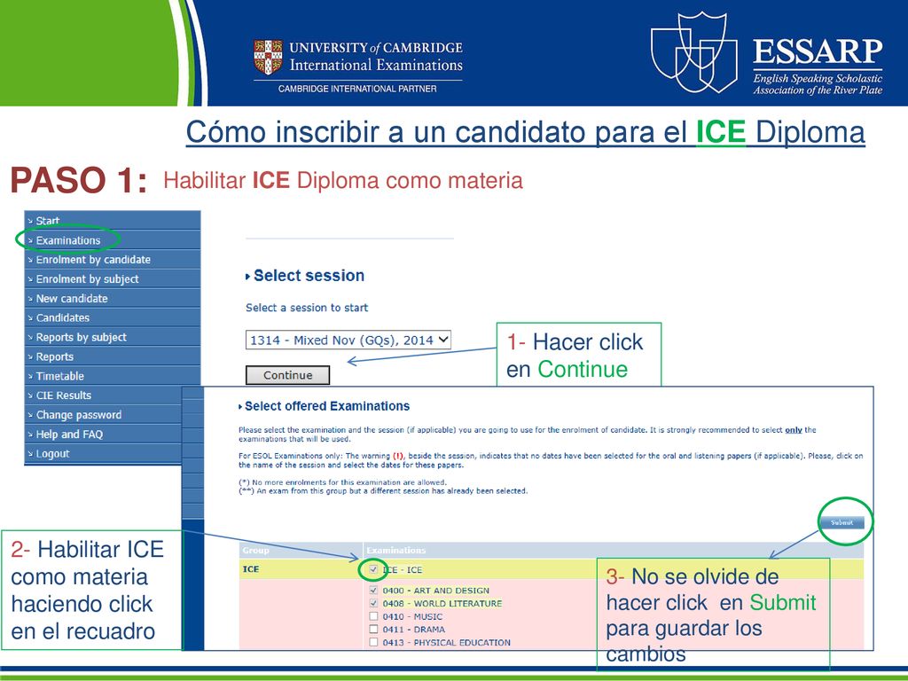 PASO 1: Cómo inscribir a un candidato para el ICE Diploma