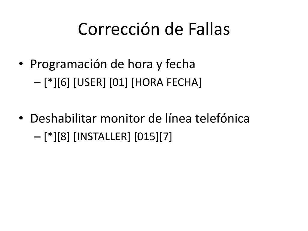 Corrección de Fallas Programación de hora y fecha