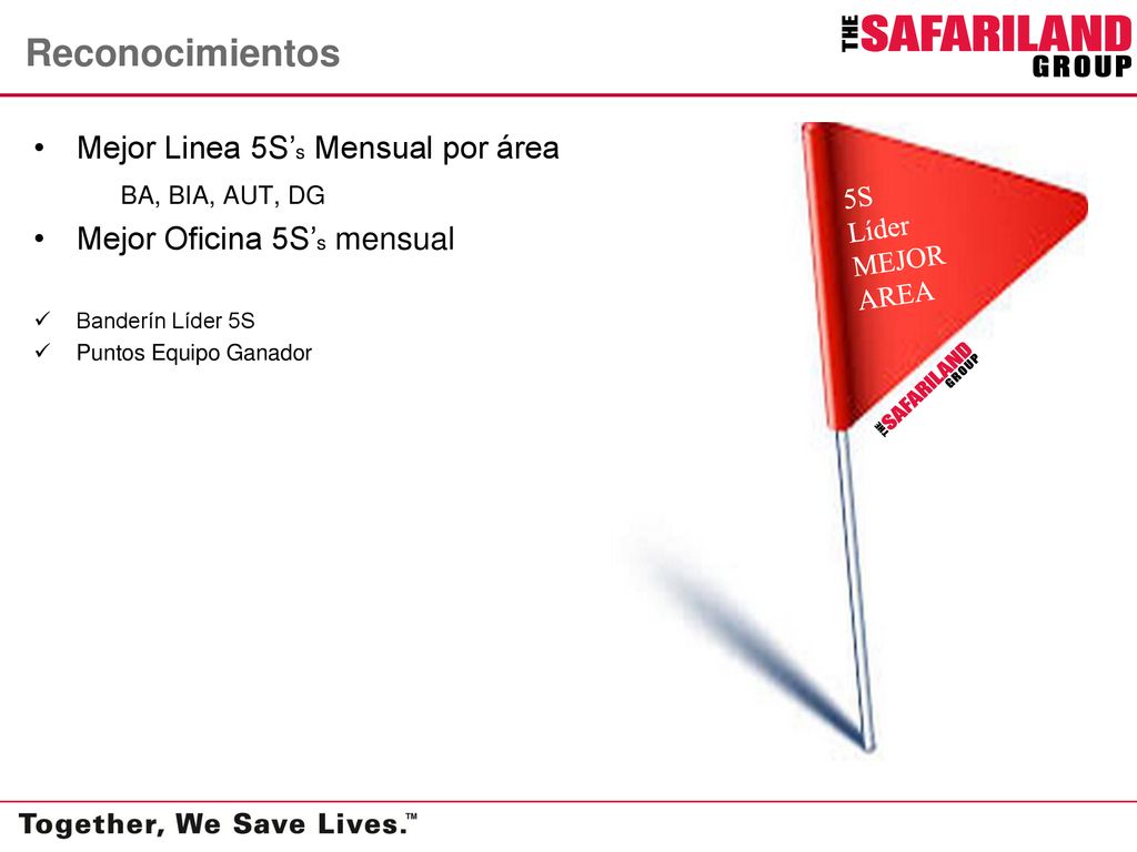 Reconocimientos Mejor Linea 5S’s Mensual por área BA, BIA, AUT, DG
