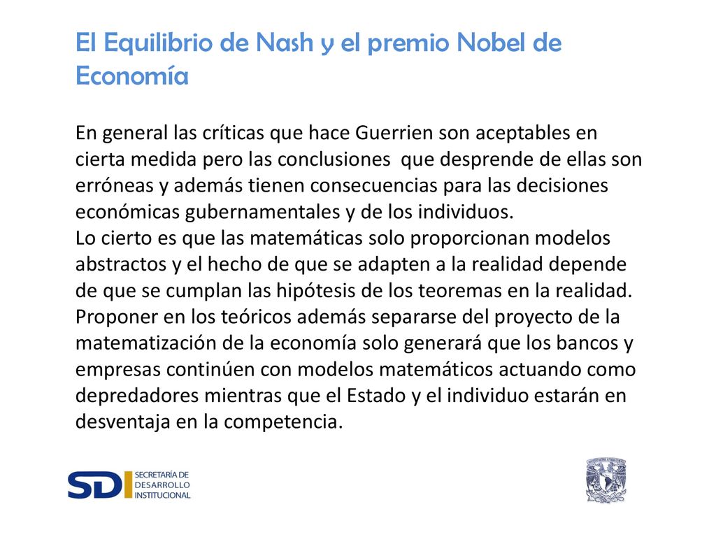 El Equilibrio de Nash y el premio Nobel de Economía