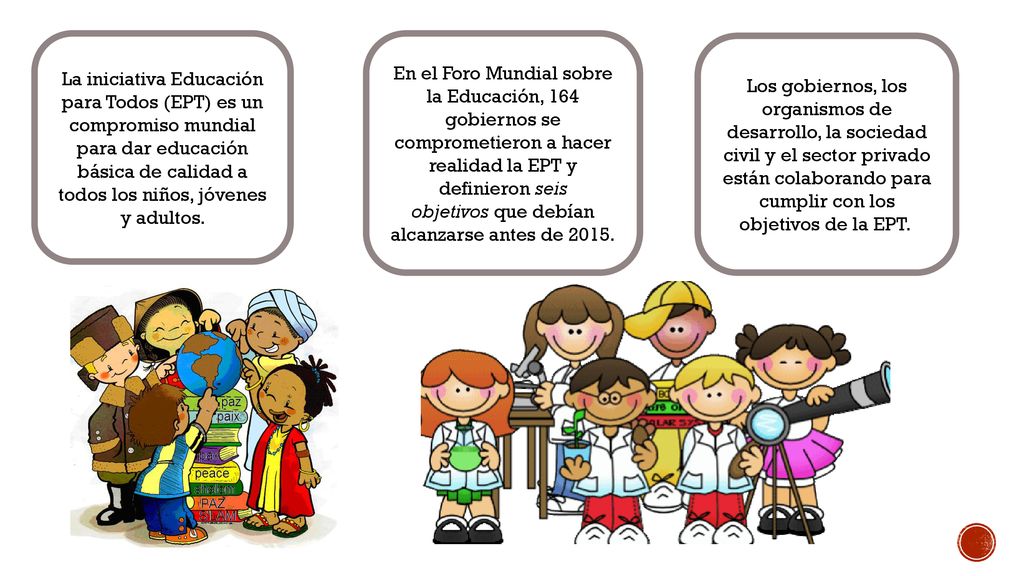 La iniciativa Educación para Todos (EPT) es un compromiso mundial para dar educación básica de calidad a todos los niños, jóvenes y adultos.
