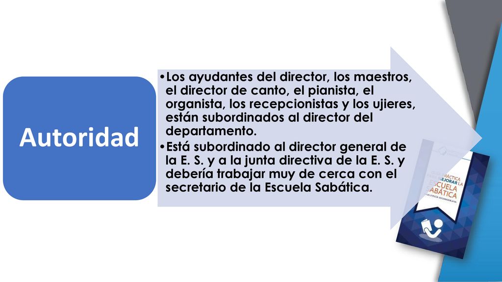 Los ayudantes del director, los maestros, el director de canto, el pianista, el organista, los recepcionistas y los ujieres, están subordinados al director del departamento.