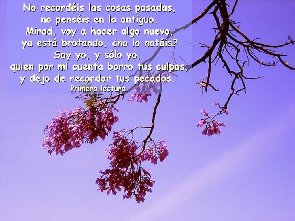 No recordéis las cosas pasadas, no penséis en lo antiguo