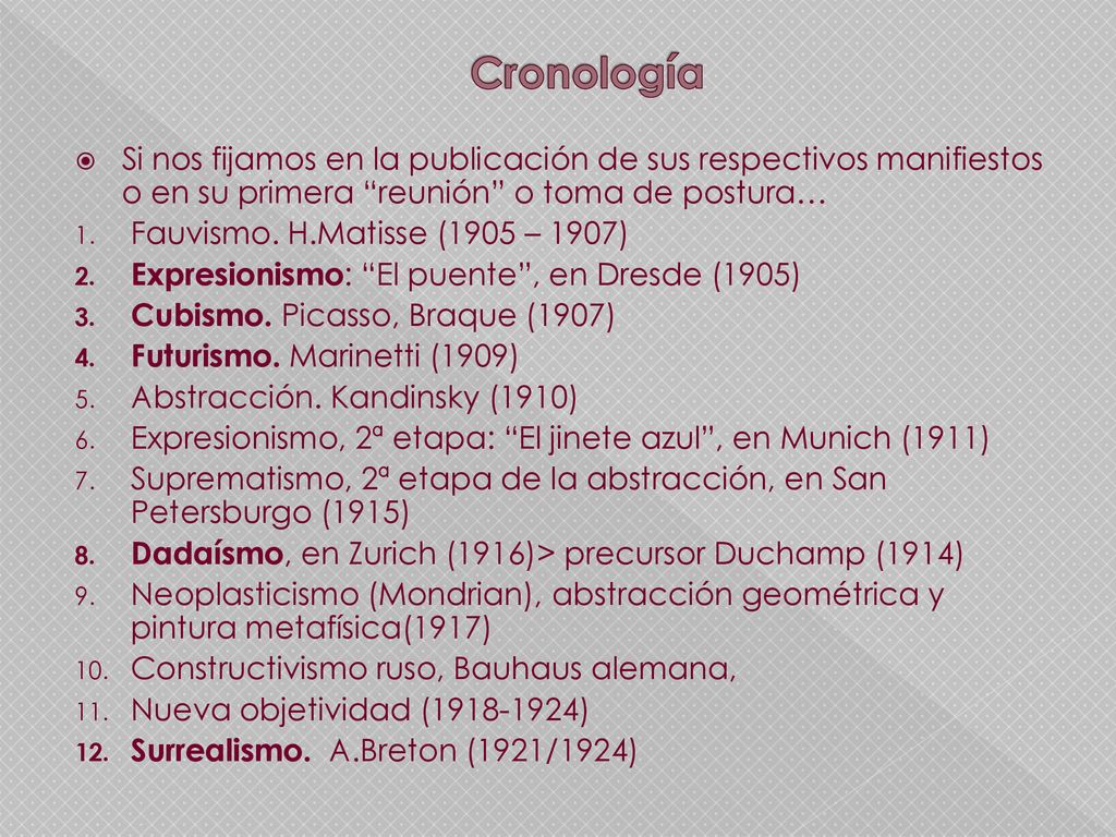 Cronología Si nos fijamos en la publicación de sus respectivos manifiestos o en su primera reunión o toma de postura…