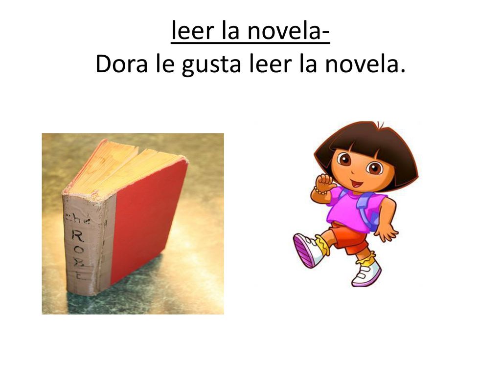 leer la novela- Dora le gusta leer la novela.