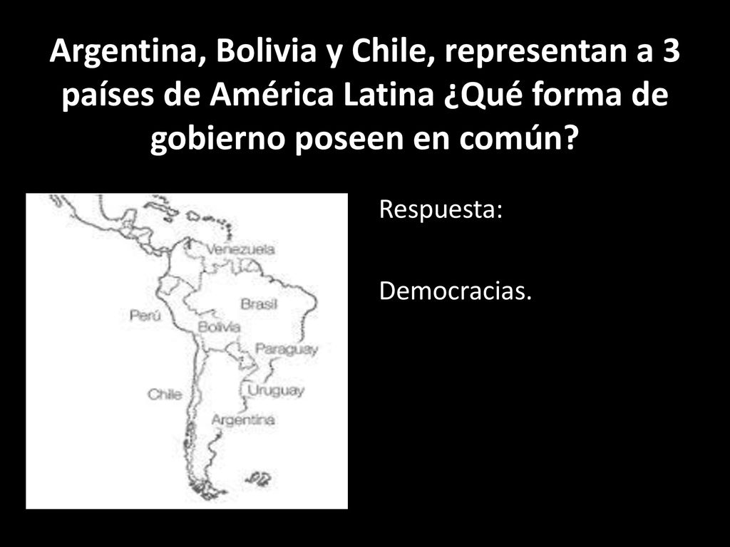 Argentina, Bolivia y Chile, representan a 3 países de América Latina ¿Qué forma de gobierno poseen en común