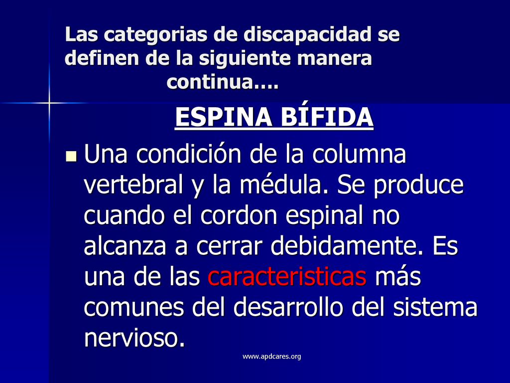 Las categorias de discapacidad se definen de la siguiente manera
