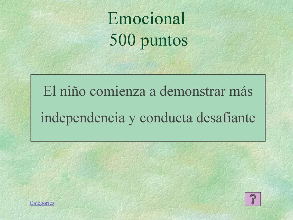 El niño comienza a demonstrar más independencia y conducta desafiante