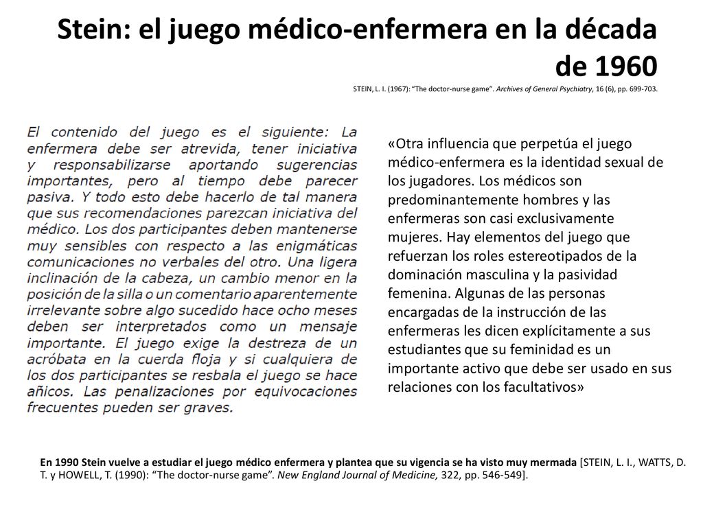 Stein: el juego médico-enfermera en la década de 1960 STEIN, L. I