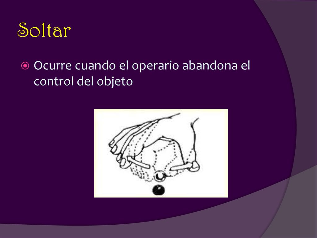 Soltar Ocurre cuando el operario abandona el control del objeto