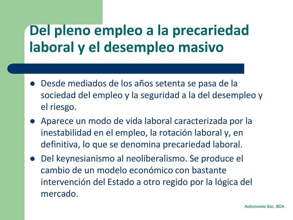 Del pleno empleo a la precariedad laboral y el desempleo masivo