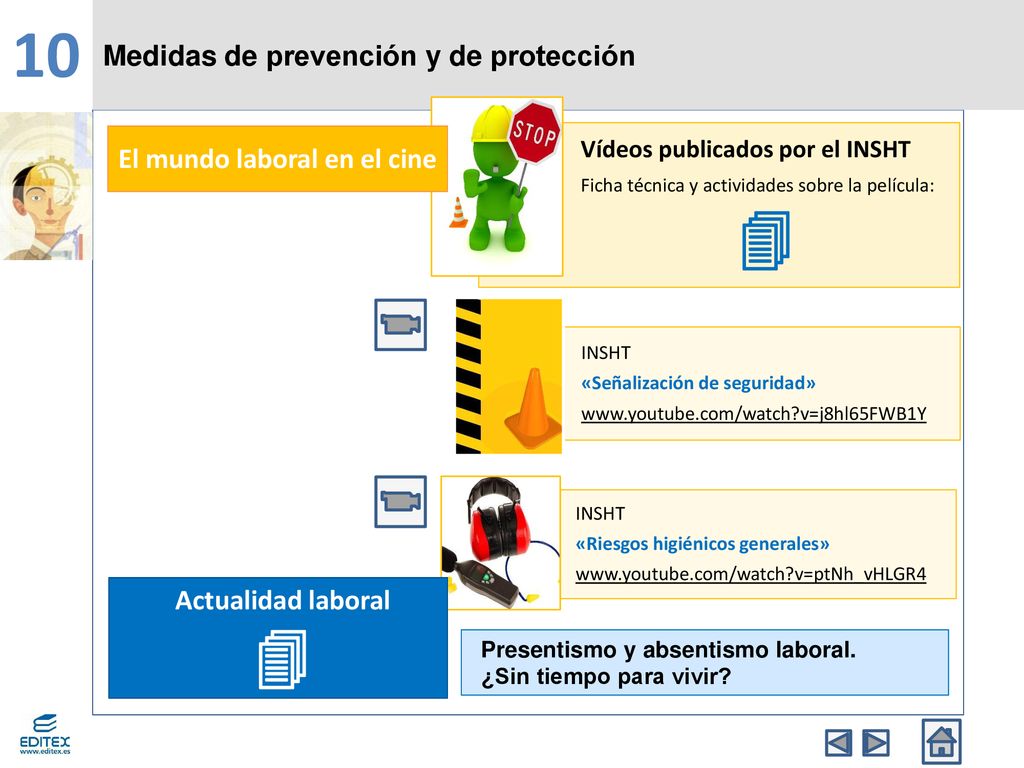 10  Medidas de prevención y de protección El mundo laboral en el cine