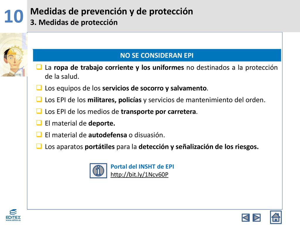 10 Medidas de prevención y de protección 3. Medidas de protección