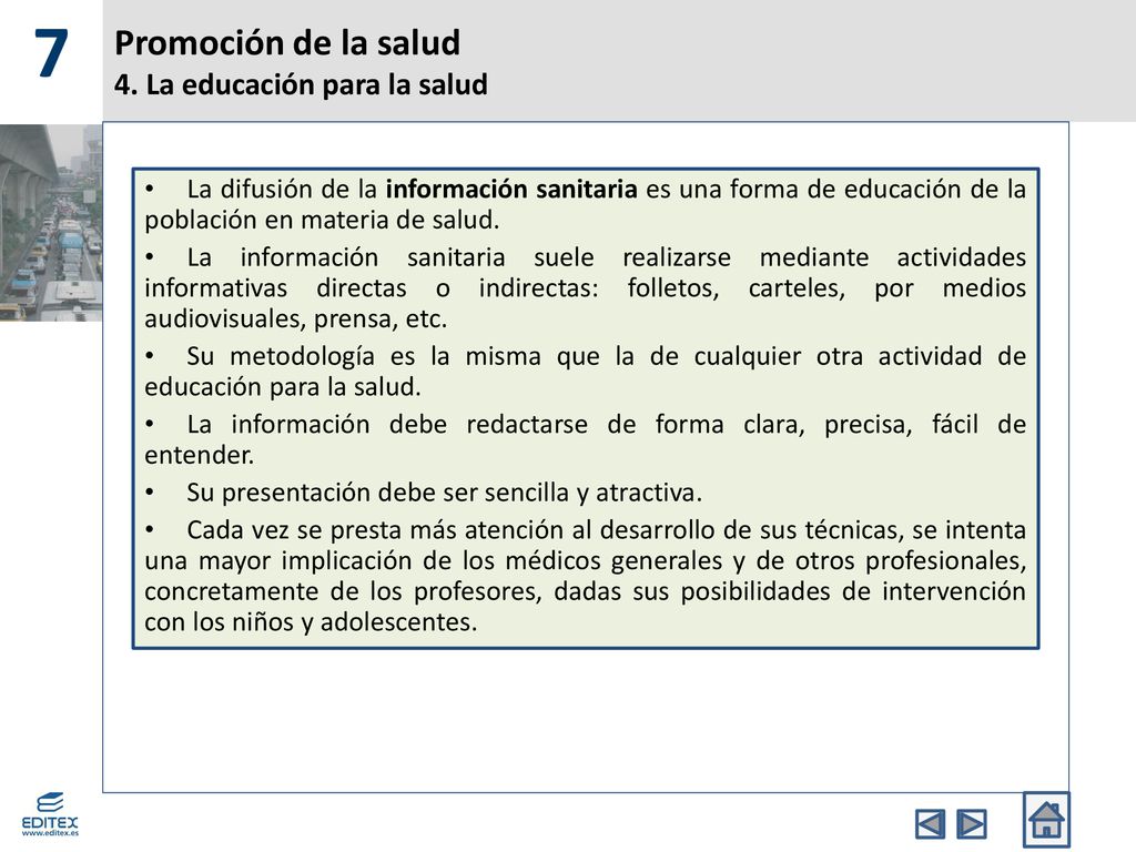 Promoción de la salud 4. La educación para la salud