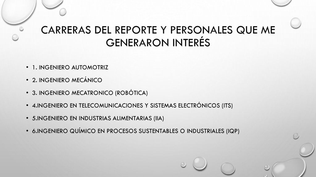 Carreras del reporte y personales que me generaron interés