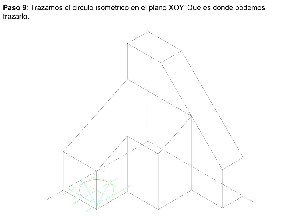 Paso 9: Trazamos el circulo isométrico en el plano XOY