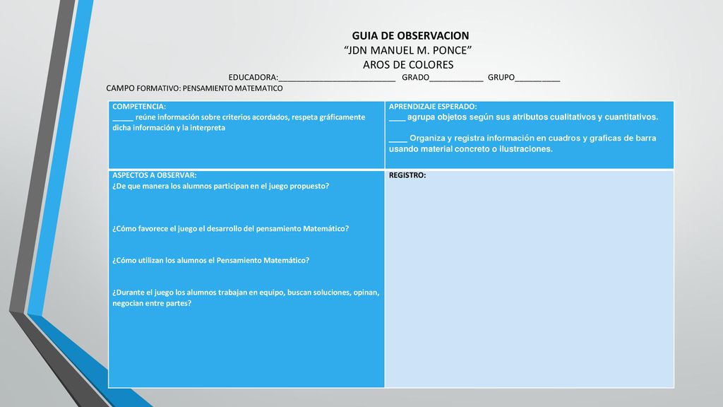 GUIA DE OBSERVACION JDN MANUEL M. PONCE AROS DE COLORES