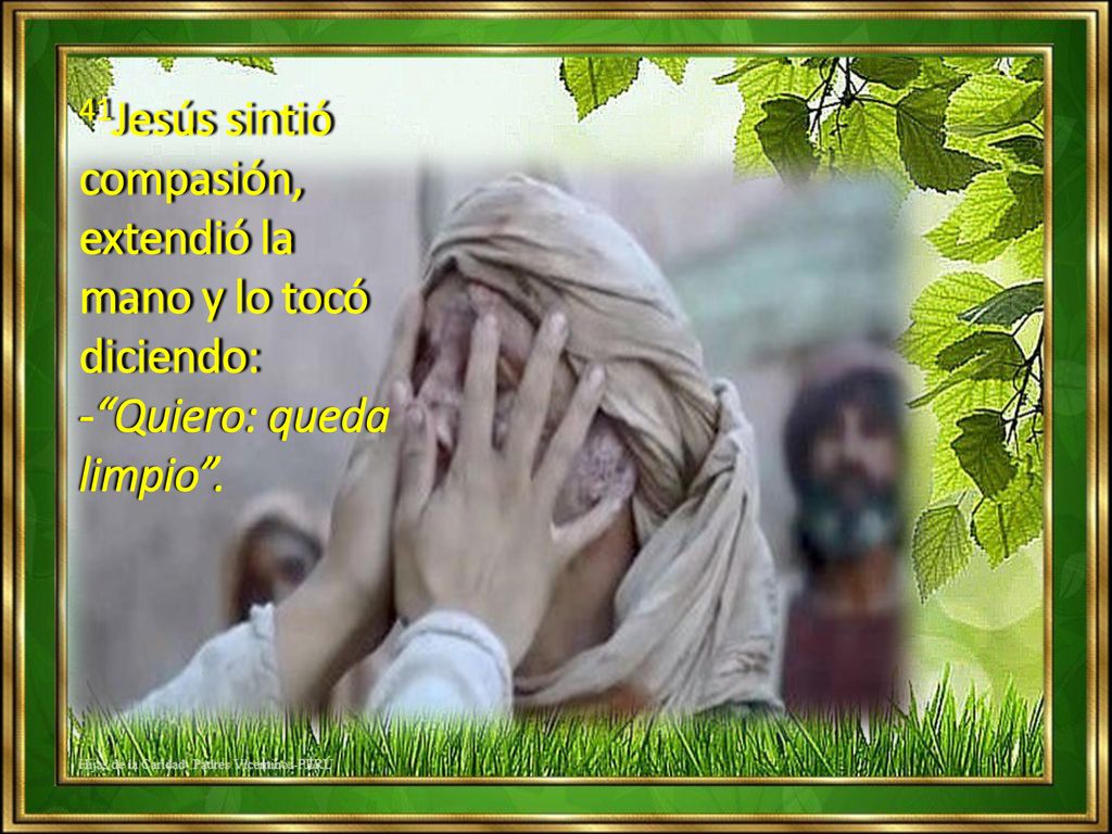 41Jesús sintió compasión, extendió la mano y lo tocó diciendo: