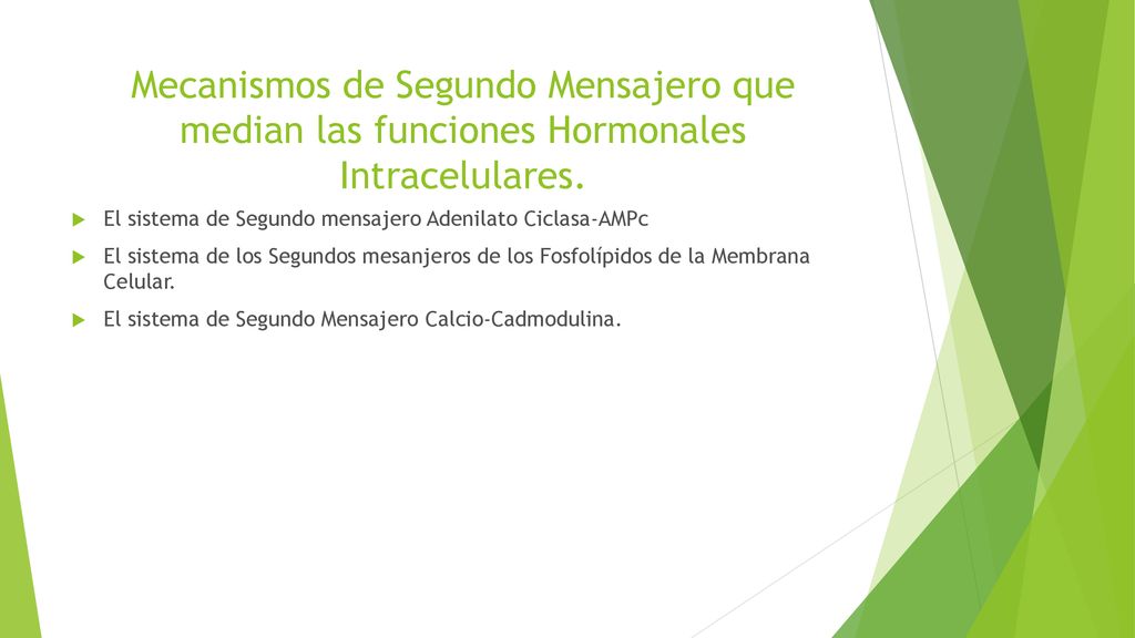 Mecanismos de Segundo Mensajero que median las funciones Hormonales Intracelulares.