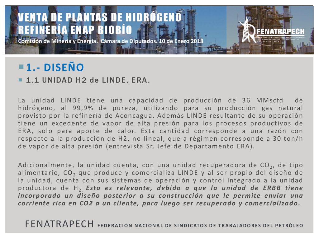 1.- DISEÑO Venta de plantas de hidrógeno refinería enap biobío