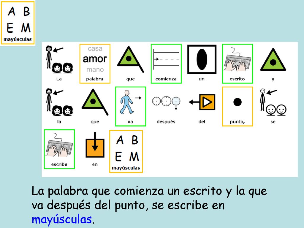 La palabra que comienza un escrito y la que va después del punto, se escribe en mayúsculas.
