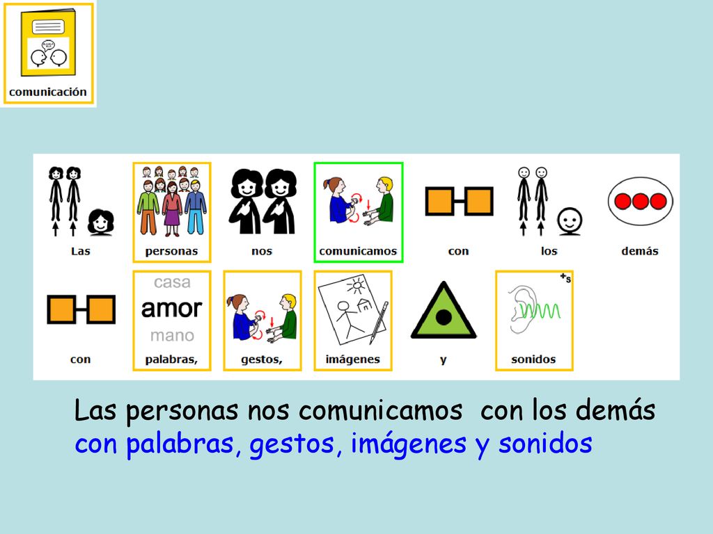 Las personas nos comunicamos con los demás con palabras, gestos, imágenes y sonidos
