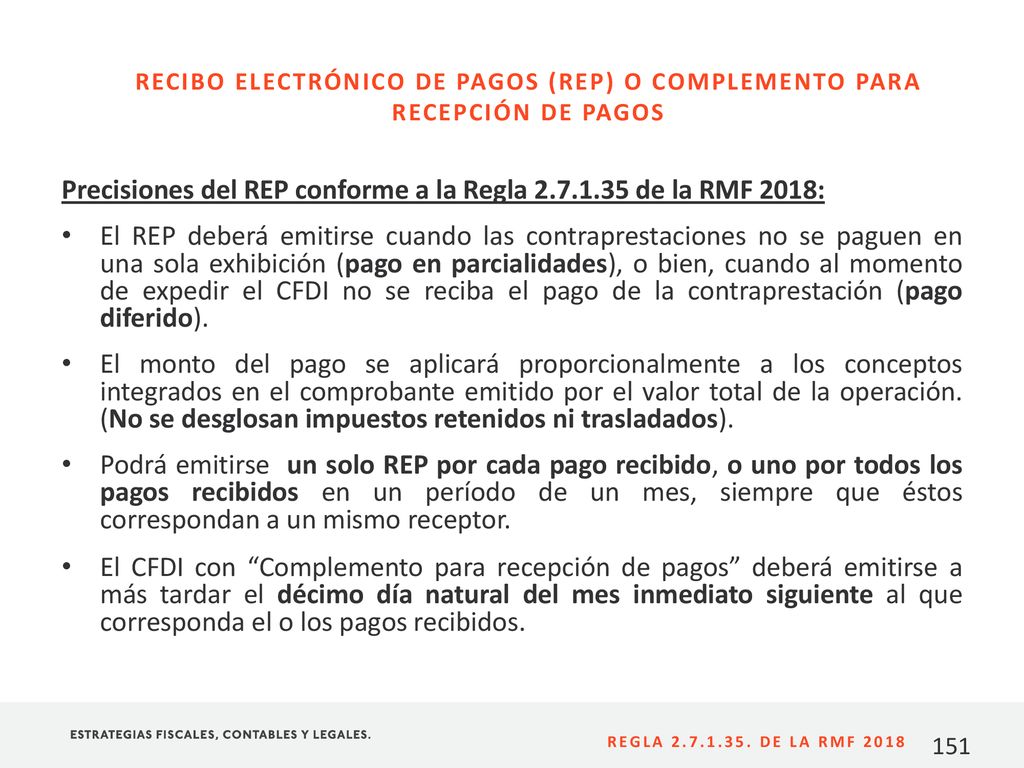 Precisiones del REP conforme a la Regla de la RMF 2018: