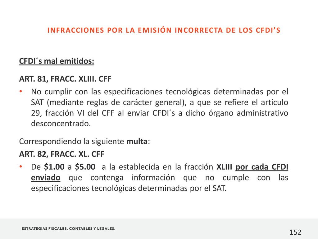 INFRACCIONES POR LA EMISIÓN INCORRECTA DE LOS CFDI’S
