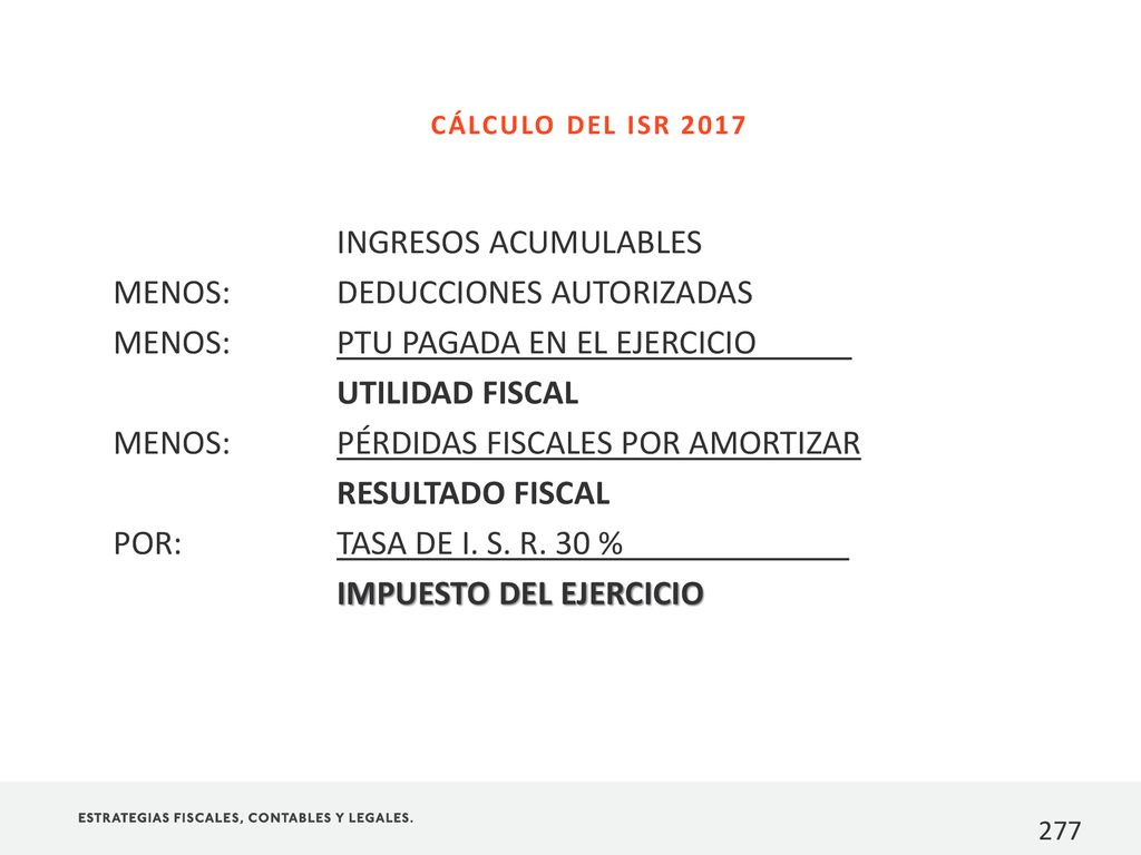 MENOS: DEDUCCIONES AUTORIZADAS MENOS: PTU PAGADA EN EL EJERCICIO _____