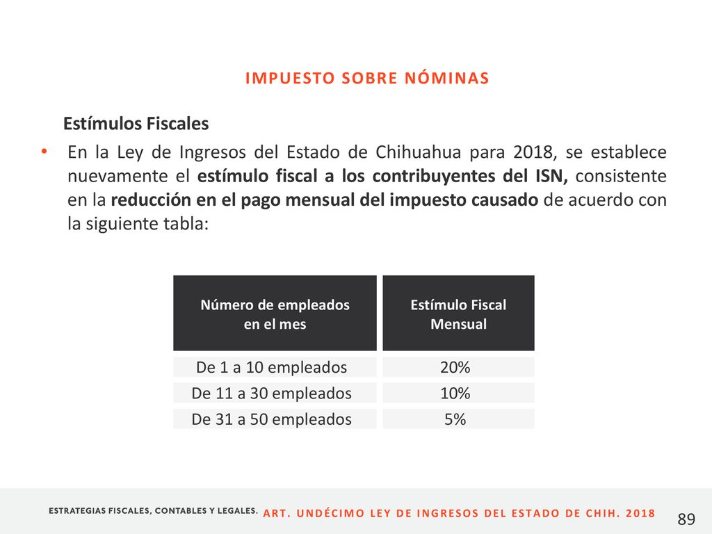 ART. UNDÉCIMO LEY DE INGRESOS DEL ESTADO DE CHIH. 2018