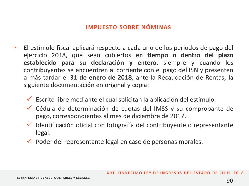 ART. UNDÉCIMO LEY DE INGRESOS DEL ESTADO DE CHIH. 2018