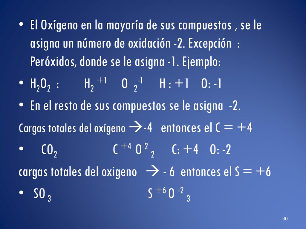 En el resto de sus compuestos se le asigna -2.