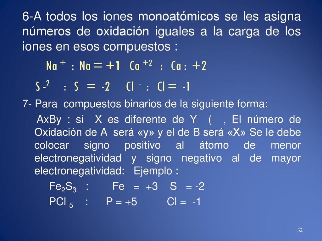 Na + : Na = +1 Ca +2 : Ca : +2 S -2 : S = -2 Cl - : Cl = -1