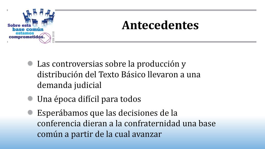 Antecedentes Las controversias sobre la producción y distribución del Texto Básico llevaron a una demanda judicial.