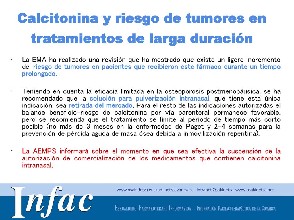 Calcitonina y riesgo de tumores en tratamientos de larga duración